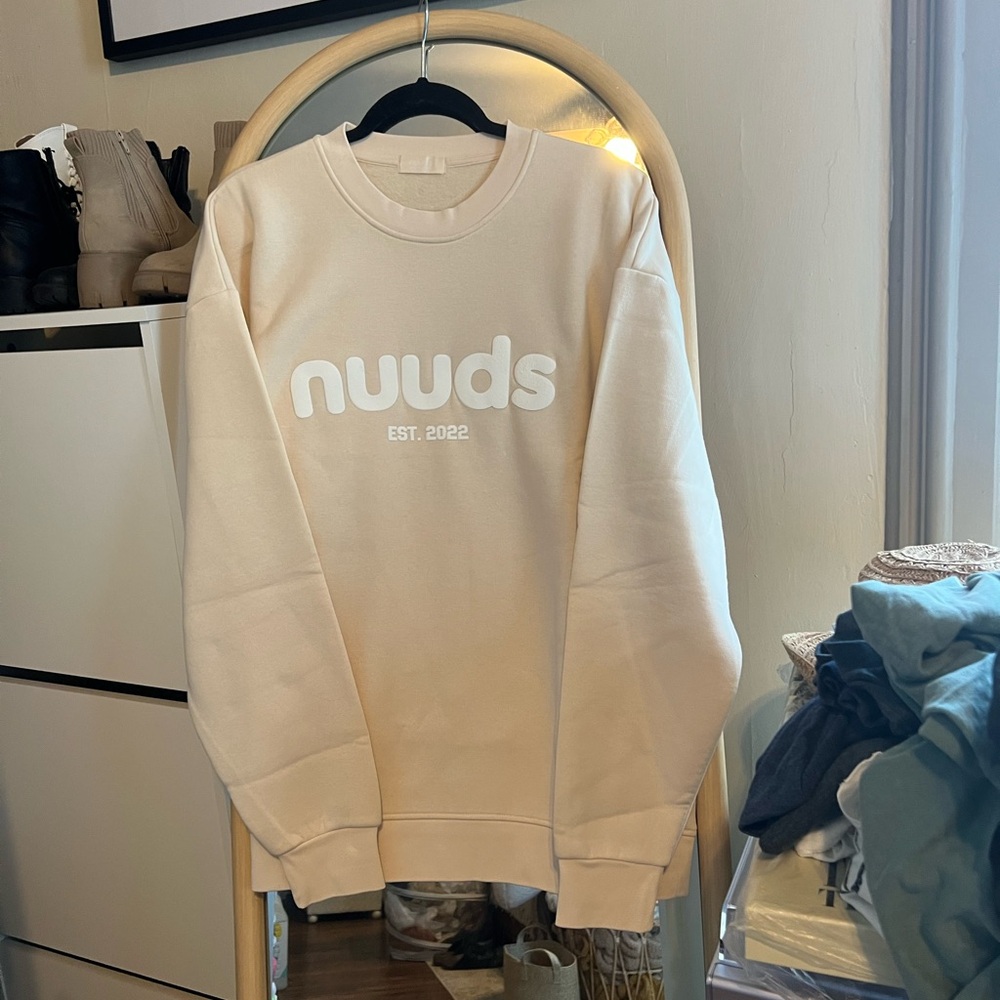 Nuuds Birthday Sweatshirt in color Bone.